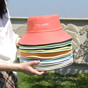JAKIJAYI定制女性空白设计师渔夫帽水桶帽散装定制标志白色棉男士水桶帽带绳