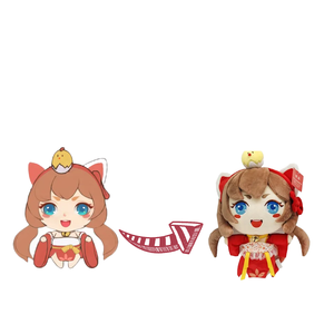 Costume Anime gatto ragazza peluche bambola-coda doppia cappello rosso bianco vestito Super morbido fodera in maglia peluche giocattolo imbottito per collezionisti - Product Image 1