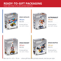 Mini blocs de construction, mission spatiale, 4 styles, 265-318 pièces, fusée, astronaute, satellite, navette, jouet cadeau pour enfants de 6 ans et plus