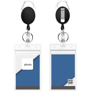 Cross Border Reusable Black Zinc Alloy ID Card Cover Easy Pull Retractable Buckle Waterproof Bank Card Holder Other Lanyards