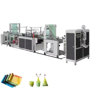 Automatic Polythene Plastic Draw Tape Drawstring Garbage Bag Machine with Auto Rewinder for On-Roll Trash Bag Production