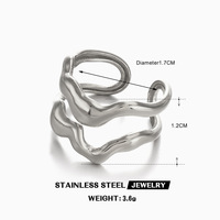 Femme rétro tempérament Double couche anneau polyvalent ouverture ligne anneaux Ins Style mode à la mode électrolytique bijoux