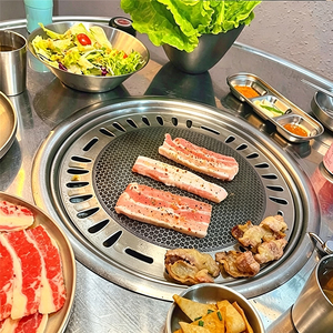 <span class=keywords><strong>กระทะ</strong></span>ปิ้งย่างบาร์บีคิวสแตนเลสเกาหลีขายส่ง ขนาด 29.5 ซม. 33 ซม. จานบาร์บีคิวทรงกลม Sus304 ขนาดและรูปแบ<span class=keywords><strong>บ</strong></span>ปรับแต่งได้สำหรั<span class=keywords><strong>บ</strong></span><span class=keywords><strong>บ</strong></span>ุฟเฟ่ต์ - Product Image 3