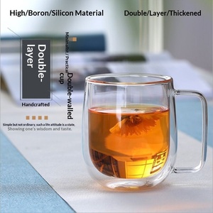Taza de Café de Vidrio de Doble Capa con Asa Recta de 250 ml y 350 ml, Resistente al Calor, Diseño Moderno, para Uso Doméstico, para Café, Leche, Jugo - Product Image 6