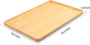 Plateau en bambou avec poignées - Plateau <span class=keywords><strong>de</strong></span> service léger pour le petit-déjeuner au lit, la table basse, le barbecue, la cuisine, l'ottoman et les fêtes - Parfait - Product Image 2