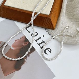 Collar de perlas de plata S925 con colgante de gema negra, diseño minimalista en capas para uso diario - Product Image 4