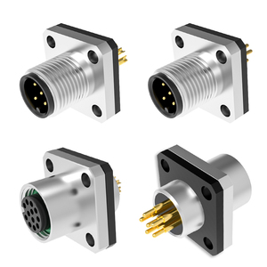 Vuông Mặt bích M12 Bảng điều chỉnh gắn kết nối A/B/D mã nam và nữ đựng <span class=keywords><strong>3</strong></span> 4 5 6 8 12 17 <span class=keywords><strong>pin</strong></span> không thấm nước M12 ổ cắm - Product Image 2