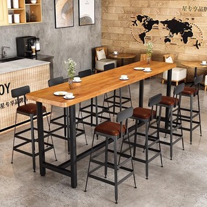 Mesas y sillas de <span class=keywords><strong>Bar</strong></span> de patas altas de madera maciza nórdica <span class=keywords><strong>Bar</strong></span> de tienda de té de la leche y mesas y sillas de <span class=keywords><strong>Bar</strong></span> largas - Product Image 2