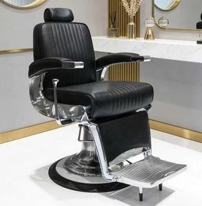 Sillón de Barbería Profesional, Resistente, Hidráulico, de Cuero Negro, Reclinable, Portátil, Retro, de Primera Calidad, para Salón de Belleza - Product Image 5