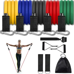 Aangepaste Fitness Oefening Tube 11 Stks/set Latex Resistance Bands Training Yoga Buizen Trekken Touw