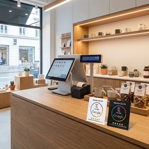 Soporte de mesa NFC para tarjetas de reseñas de Google, menú, venta al por mayor, RFID, NFC, soporte de exhibición de PVC en forma de <span class=keywords><strong>L</strong></span> para mesa, negro y blanco - Product Image 6