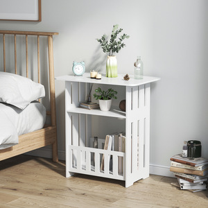 Modern Minimalist <b>Bedside</b> Table Storage Cabinet 32x22x40cm Solid Wood Design Bedroom Side Table With <b>Shelves</b> - Product Image 3