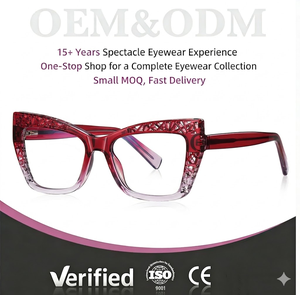 Gafas de mujer con filtro de luz azul, estilo europeo americano, montura óptica sólida con textura de ojo de gato, hueca, progresiva y de color. - Product Image 3