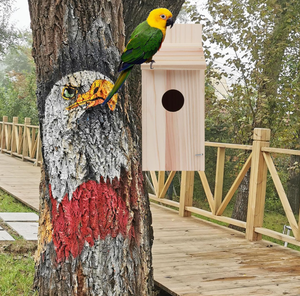 Nichoir à oiseaux en bois non fini pour l'extérieur, artisanat pour enfants, liquidation - Product Image 2