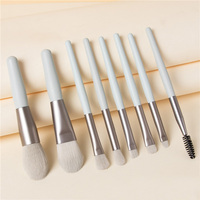 WELLFLYER Lot de 8 pinceaux de maquillage, marque privée, fond de teint en poudre, ombre à paupières, ensemble de pinceaux de maquillage professionnel en cristal