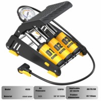 Manomètre numérique BAIMEI, haute pression, trois cylindres en acier, 120 PSI, léger, durable, pompe à pied portable pour vélo, moto, voiture