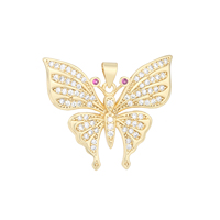 Collier Pendentif Papillon en Laiton Plaqué Or 14K avec Zircon Rose, Bijou Fantaisie pour Femme et Fille, Idéal comme Cadeau (Vente en Gros)