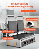 Grill panini électrique HUAZE Commercial 3600W en acier inoxydable, double presse à sandwich avec contrôle précis de la température