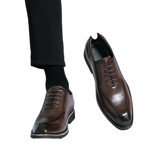 Zapatos Oxford de Vestir para Hombre de Alta Calidad, Cerrados, Sólidos, de Verano y Otoño, de Moda, Transpirables, de Cuero Genuino, con Cordones - Product Image 1