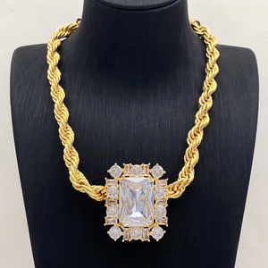 Mode mariage gros cristal Dia pierres précieuses pendentif tour de cou ensemble bijoux pour femmes - Product Image 3