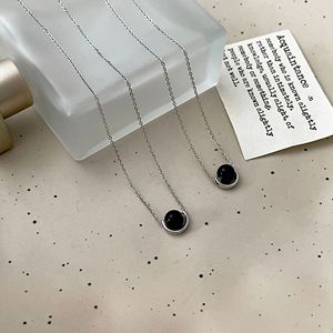 S925 Sterling Silver Black Agate <b>Necklace</b> Ball Pendant Bezel Setting Everyday Wear Fine Jewelry - Product Image 4