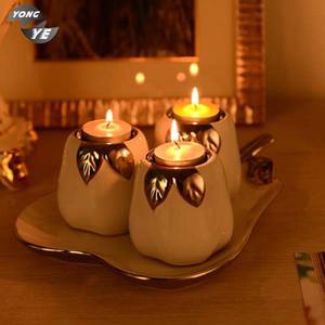 Tabletop Pear Shape Mạ Đồ Trang Trí Giáng Sinh Trang Trí Gốm Candle Holder - Product Image 1