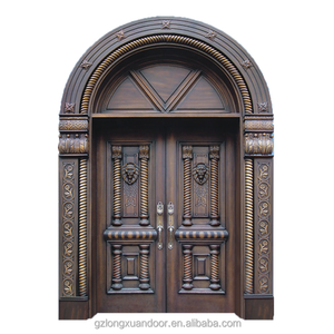 Porte intérieure en bois massif traditionnelle de style ferme, finition imperméable, double porte sculptée - Product Image 2