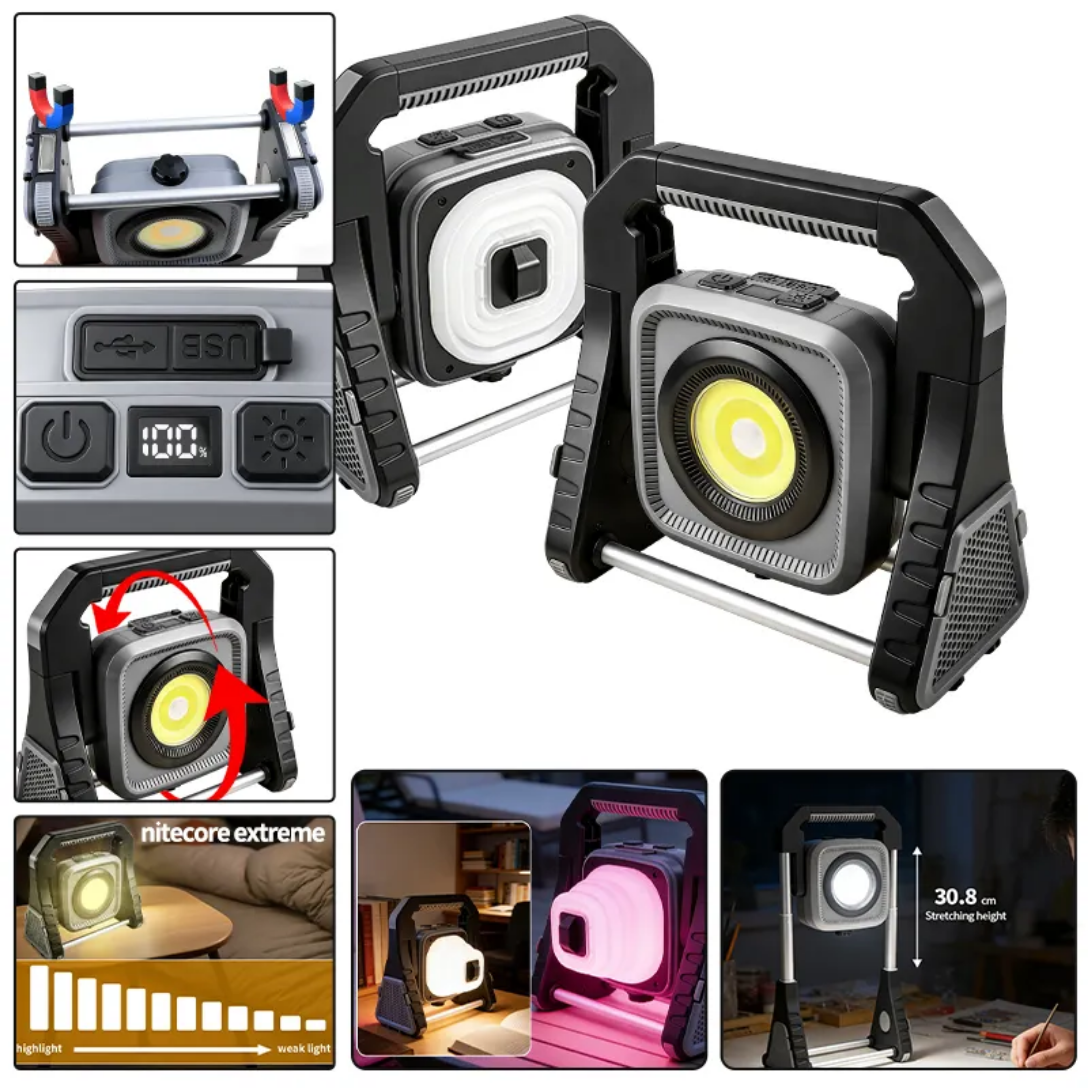 New COB Multi-light Magnetic Hook Work Light, Suitable for Engineering Maintenance, Workshop Operations, and Outdoor Camping
