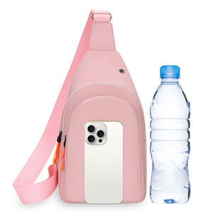 Women's Chest Bag Double Layer Zipper Water Resistant Crossbody Bag For Leisure Travel Orange Pink Black White Summer 2024 - Product Image 2