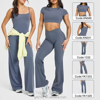 Pantalon de yoga personnalisé pour femme, taille haute, coupe bootcut, effet push-up, doux, extensible, durable, respectueux de la peau, leggings évasés, vêtements de sport