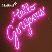 Letrero LED de Neón 'Hello Gorgeous', Lámpara de Neón Acrílica Rosa para Salón de Belleza, Vestidor, Decoración de Pared |   Regalo Personalizado con Envío Directo