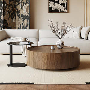 Table basse ronde en bois compacte 50x50 - Table d'appoint moderne conçue pour les petits salons et les maisons - Product Image 3