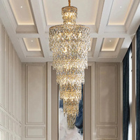 Plafonnier rond à plusieurs niveaux en cristal de luxe extra large-Luminaire suspendu palatial-Lustre en cristal de luxe extra large