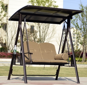 Modern 2-Seater Metal Patio Garden Outdoor Canopy & Gazebo Pergola Furniture <b>Swing</b> Chair - Product Image 1