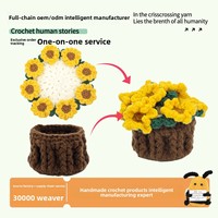 Décoration de Noël et de la Fête des Enseignants : Sous-verre en fibre acrylique fait main au crochet, motif fleur, plante en pot déformable, ornement suspendu