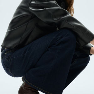 กางเกงยีนส์ทรงบานผ้าแคนวาสสั่งทำพิเศษ OEM สไตล์สตรีทแวร์ สำหรับฤดูใบไม้ร่วง มีกระเป๋าติดกระดุม ระบายอากาศได้ดี ทรงปกติ มีหลายขนาด - Product Image 6