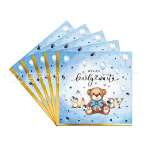 Ensemble de vaisselle jetable sur le thème de l'ours en peluche, assiettes, gobelets, serviettes, 40-60 pièces, décorations d'anniversaire, fournitures pour baby shower - Product Image 4