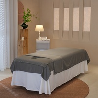 Housse de table de massage extra douce gris foncé avec trou pour le visage pour table de soin SPA