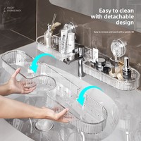 Support de rangement mural multifonctionnel moderne en plastique avec ventouse pour robinet, idéal pour salle de bain, toilettes, douche et lavabo