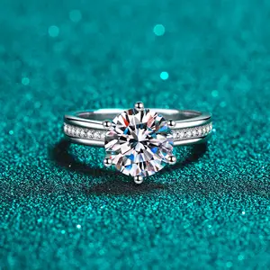 Runder Brilliant schliff 3 Karat Moissan ite Ring Großhandel Fine Jewelry Custom Sterling Silber Diamant Ehering