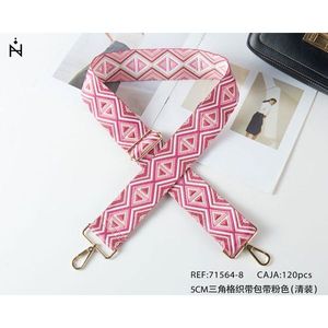 Cinghia per borsa in tessuto da 5 cm, triangolare a quadretti rosa, per borsa a mano - Product Image 3
