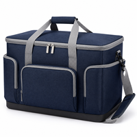 Grand sac isotherme pliable en toile marine avec bandoulière et poches avant pour le camping et la plage
