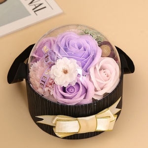 DAMAI Colorful Luxury Round Ball Soap Rose Flower Gift Portable <b>Box</b> for Wedding Preserved Fresh Roses With Crystal <b>Box</b> - Product Image 5