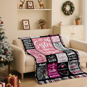 Couverture personnalisée avec citation pour sœur, rectangulaire, imprimée, en polyester et coton, anti-boulochage, pour usage domestique hivernal - Product Image 1