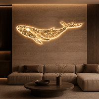 Art mural LED en cristal de baleine bleue lumineuse, panneau panoramique d'animaux marins pour la chambre d'enfant, le salon, l'hôtel, décoration moderne