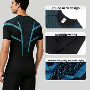 T-shirt Sportiva da Uomo Stile Americano con Stampa Squalo, Manica Corta, 180 Grammi, Traspirante, Elastica, ad Asciugatura Rapida per Fitness all'Aperto - Product Image 6