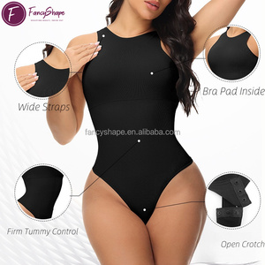 Body <span class=keywords><strong>de</strong></span> Mujer <span class=keywords><strong>de</strong></span> Color Sólido <span class=keywords><strong>con</strong></span> Copas Acolchadas, Cierre <span class=keywords><strong>de</strong></span> Broches en la Entrepierna, Control <span class=keywords><strong>de</strong></span> Abdomen y Alta Elasticidad - Product Image 4