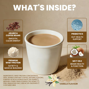 Café de alta proteína con sabor a vainilla, de marca privada, que apoya el metabolismo energético y la función cognitiva. - Product Image 2