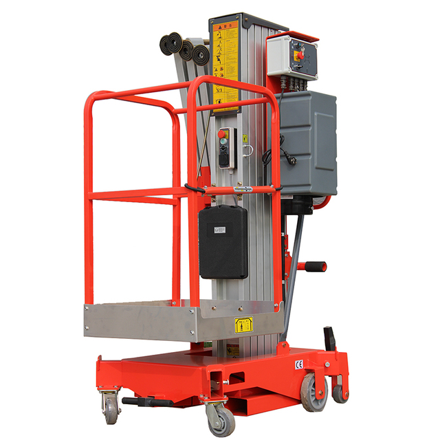 5M 6M 8M 9M 10M 12M AC or Battery Single Mast Aerial Work Aluminum Mast Lift Platform with CE Certificate