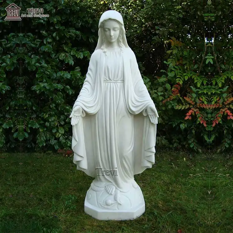 Tay ngoài trời khắc thánh cuộc sống Kích thước Tôn Giáo điêu khắc Trinh Nữ Mary đá cẩm thạch hình để bán